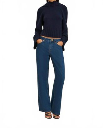 Cult Gaia Milika Mock Neck Sweater In Navy