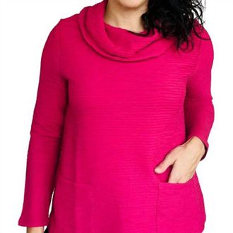 Habitat Ripple Effect Pocket Cowl Top In Merlot
