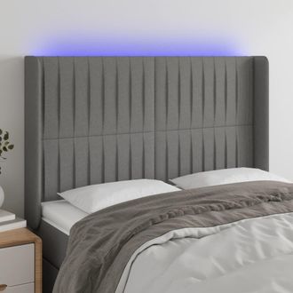 vidaXL Cabecero Con Led De Tela Gris Oscuro 147x16x118/128 Cm Vidaxl