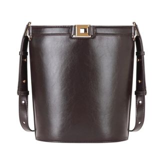 Elisabetta Franchi Shoulder Bags, female, Brown, Size: ONE SIZE Naplak-Effect Bucket Bag