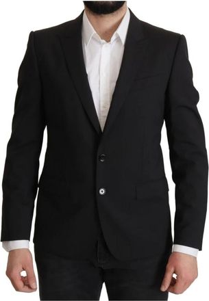 Dolce & Gabbana Zwarte Wol Peak Revers Blazer - Heren - Blazers - Zwart - L - Wol - Jassen
