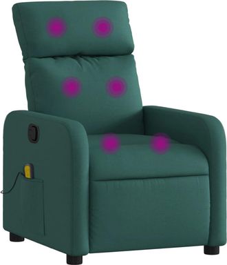 vidaXL Vidaxl - Sill&oacute;n De Masaje Reclinable De Tela Verde Oscuro