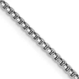 Diamond2Deal 14K White Gold 1.5mm Semi-Solid Round Box Chain Necklace
