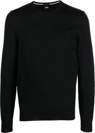 HUGO BOSS Hugo, Round-neck Knitwear, male, Black, Size: XL Black Sweater Collection
