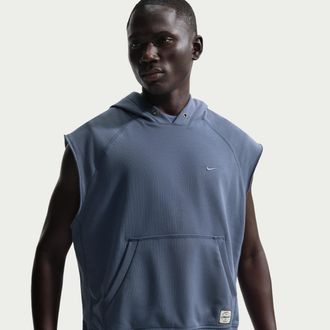 Nike Mens N.A.C. Dri-FIT Fleece Sleeveless Training Hoodie in Blue | IF2795-491