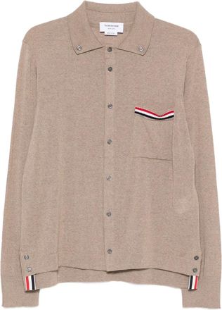 Thom Browne Cardigan in lana con bottoni e tasca - Marrone