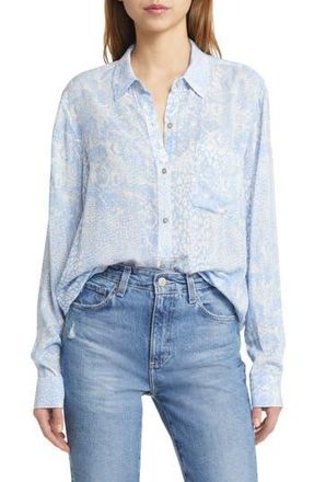 Rails Josephine Print Button-Up Shirt in Aqua Mixed Animals at Nordstrom Rack, Size Xx-Large