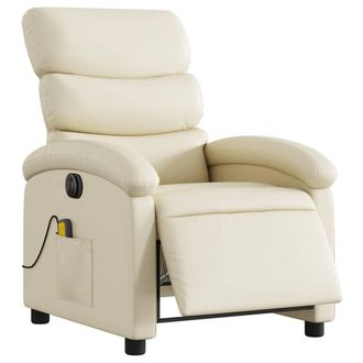 vidaXL Vidaxl - Sill&oacute;n De Masaje Reclinable El&eacute;ctrico Cuero Sint&eacute;tico Crema