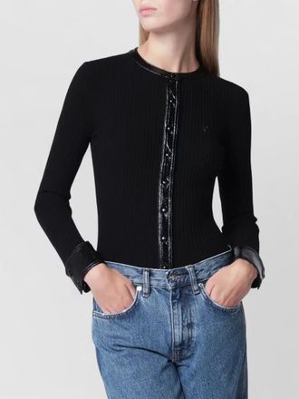 Courr&egrave;ges ribbed vinyl detail cardigan