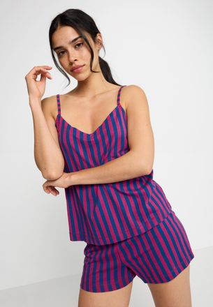 Lascana Shorty LSCN BY LASCANA, Damen, Gr. 36/38, beere, gestreift, Single Jersey, Obermaterial: 50% Baumwolle, 50% Viskose, gestreift, mehrfarbig, schmal h&uuml;f