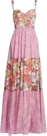 Agua Bendita Kleedjes, Dames, Roze, L, Roze Maxi Jurk Alani