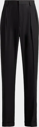 Ralph Lauren Purple Label Men & apos;s Silk and Linen Straight-Leg Pleated Trousers