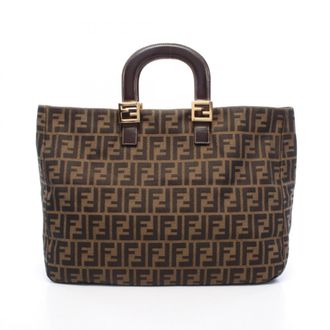 Fendi Brown Canvas Leather Handbag Tote Bag (Pre-Owned)