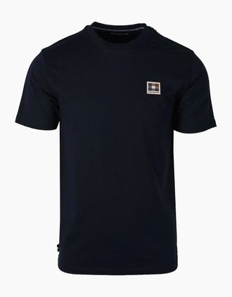 Aquascutum Mens Aquascutum Club Check Patch T-shirt Navy - Size: 38
