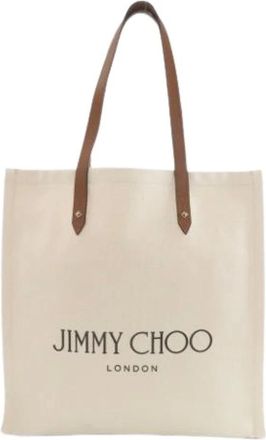 Jimmy Choo London Pre-owned Tote Bags, female, Beige, Size: ONE SIZE Pre-owned Canvas Tote Bag