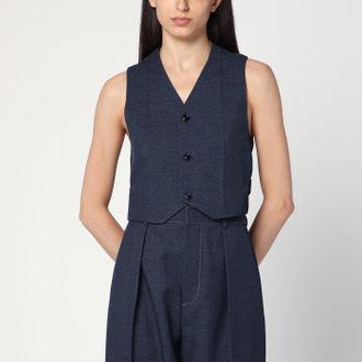Bottega Veneta Dark blue wool vest