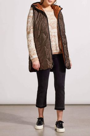 Tribal Reversible Hooded Puffer Vest In Walnut/copper