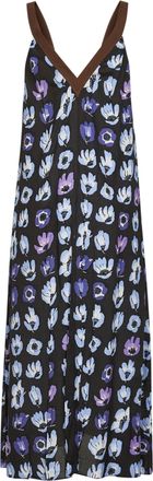Prada Womens Purple Viscose Printed Midi Dress