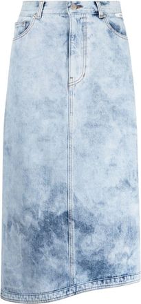 Kimhekim acid-wash midi skirt - women - Cotton - 40 - Blue
