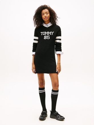 Tommy Hilfiger Womens Tommy Jeans 85 Logo Sweater Dress - Black - XL