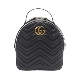 Gucci Pre-owned Backpacks, female, Black, Size: ONE SIZE Pre-owned GG Marmont Leather Backpack