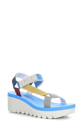 FLY London Yefa Wedge Sandal in 004 Multi/azure Grog at Nordstrom Rack, Size 10-10.5Us / 41Eu