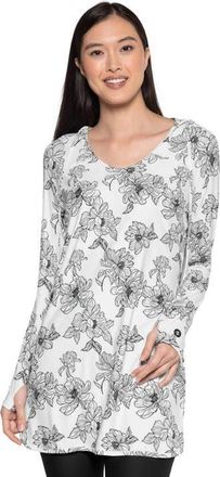 Coolibar Seacoast Hooded Cover-Up Dress, UPF 50+ Sun Protection in White/black Perfect Peony at Nordstrom, Size X-Large