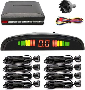 OEM Sensores De Aparcamiento Con Conectores, 4 Delanteros - 4 Traseros, Pantalla, Unidad De Control 12v - Juego