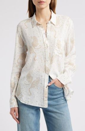 Rails Charli Leopard Print Linen Blend Button-Up Shirt in Cheetah Spots at Nordstrom Rack, Size X-Small
