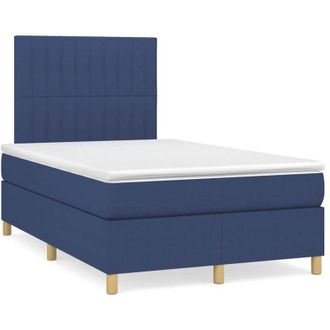 vidaXL Cama Box Spring Con Colch&oacute;n Tela Azul 120x190 Cm Vidaxl