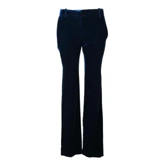 Nina Ricci Wide Trousers, female, Blue, Size: XL Velvet Pants with Zipper Closure