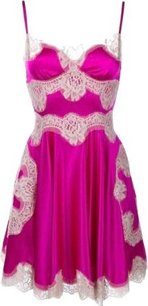 Dolce & Gabbana Pink Silk And Lace Dress Size XS