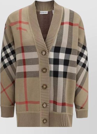 Burberry checked v-neck long-sleeve cardigan