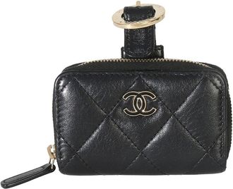 Chanel Black Leather Quilted Coin Purse Bracelet (Authentic Pre-Loved)