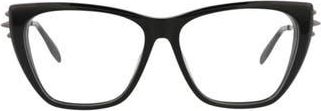 Alexander McQueen 55mm Cat Eye Optical Glasses in Black Ruthenium Transparent at Nordstrom Rack
