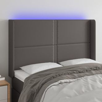 vidaXL Cabecero Con Led Cuero Sint&eacute;tico Gris 147x16x118/128cm Vidaxl