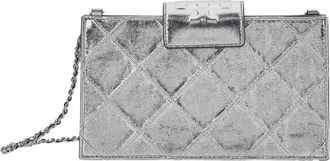 Tory Burch Fleming Mini Crossbody Bag - Dames - Mini tas - Grijs - ONE Size - Leer - Tassen
