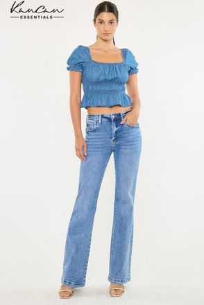 Kancan Avonlea Essentials High Rise Wide Leg Flare Jeans in Medium Wash at Nordstrom, Size 27