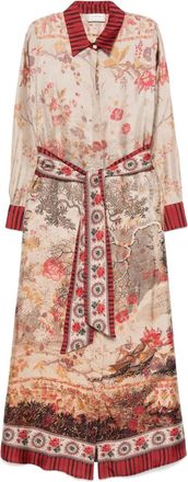 Pierre-Louis Mascia Chemisier Aloe a fiori con cintura - Toni neutri