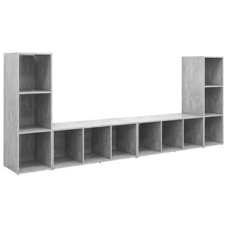 Berkfield Home TV Cabinets 4 pcs Concrete Grey 107x35x37 cm Engineered Wood | Size: 107 x 35 x 37 cm