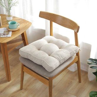 OEM Coussin De Chaise - 45x45x9 Cm - Remplissage En Polypropyl&egrave;ne &Eacute;paissi - Sangles De Fixation Int&eacute;gr&eacute;es - Int&eacute;rieur Et Ext&eacute;rieur - 1 Pi&egrave;ce Beige