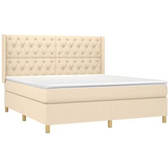 vidaXL Vidaxl - Cama Box Spring Con Colch&oacute;n Tela Color Crema 160x200 Cm