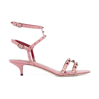 Valentino Schoenen, Dames, Roze, 38 EU, Leer, Rockstud Kittenhak Sandalen