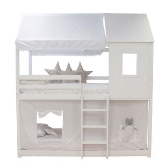 Muemue Techo para litera montessori algod&oacute;n blanco 167x133/196x90cm