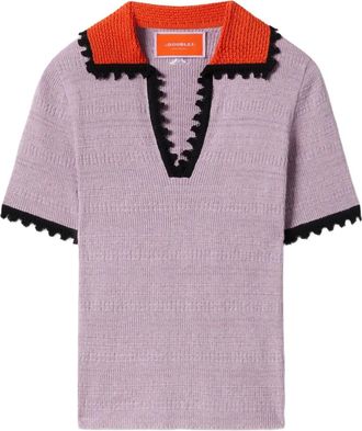 La DoubleJ T-shirt met colourblocking - Paars