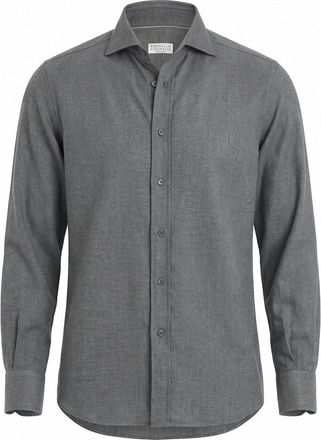 Brunello Cucinelli Flannel Chevron Shirt In Stretch Cotton
