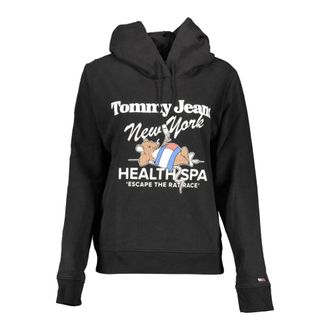 Tommy Hilfiger Hoodies, female, Black, L, Black Hoodie with Print and Embroidery