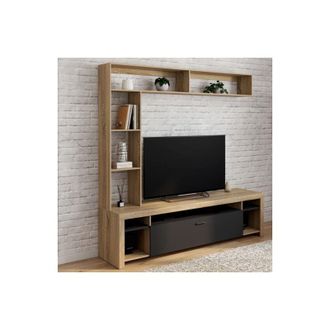 IDMarket Idmarket - Mueble De Tv Y Estantes 170 Cm Conjunto De Armario Malo De Madera Y Negro