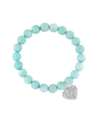 Liv Oliver Silver 46.00 Ct. Tw. Amazonite Cz Love Charm Bracelet