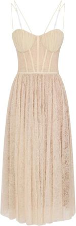 Elisabetta Franchi Lace Dress - Dames - Feestkleedjes - Beige - M - Satijn - Kleedjes